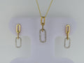 14K Gold Two-Toned Diamond Paper Clip Necklace and Earrings Set