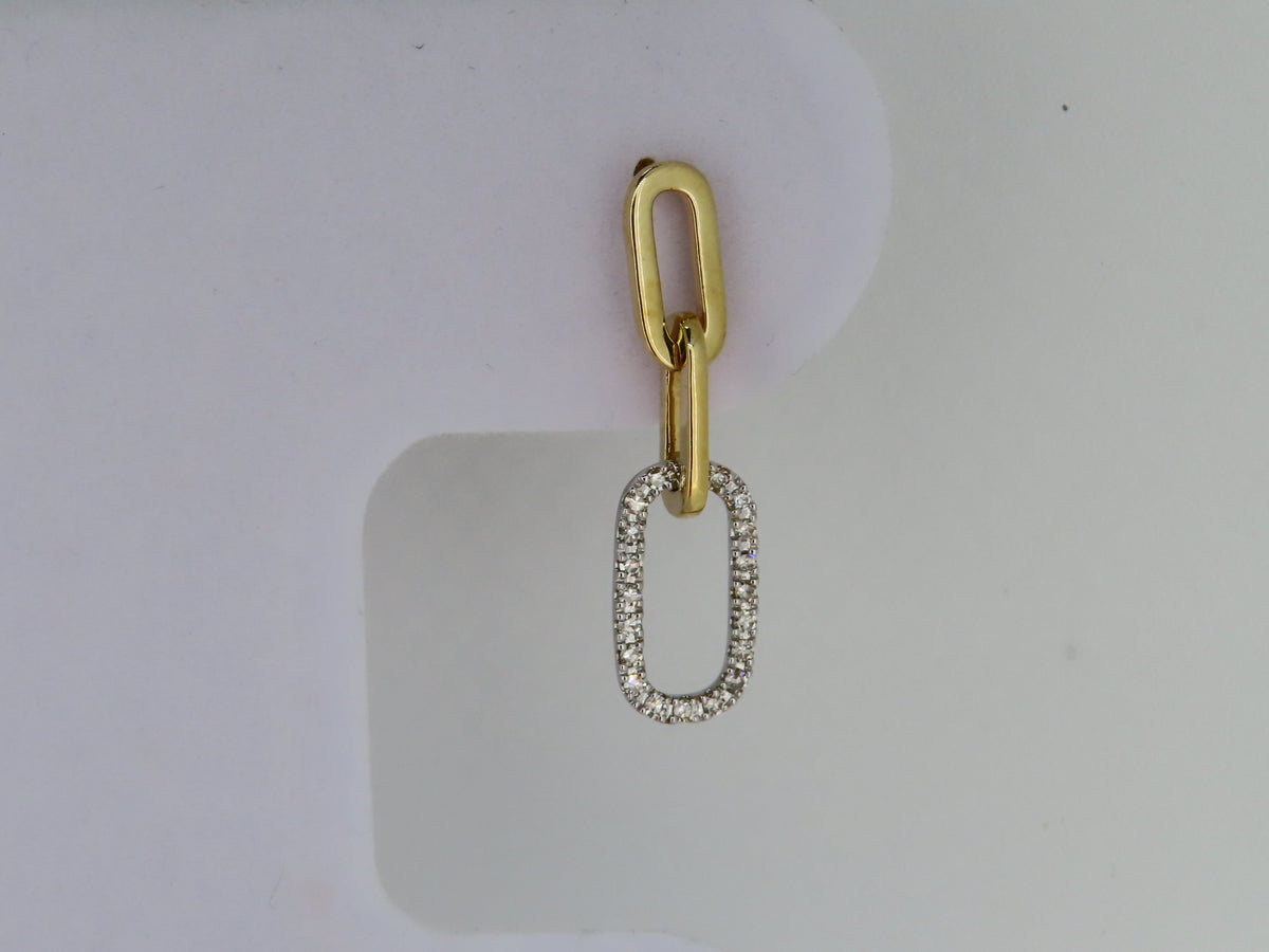 14K Gold Two-Toned Diamond Paper Clip Necklace and Earrings Set