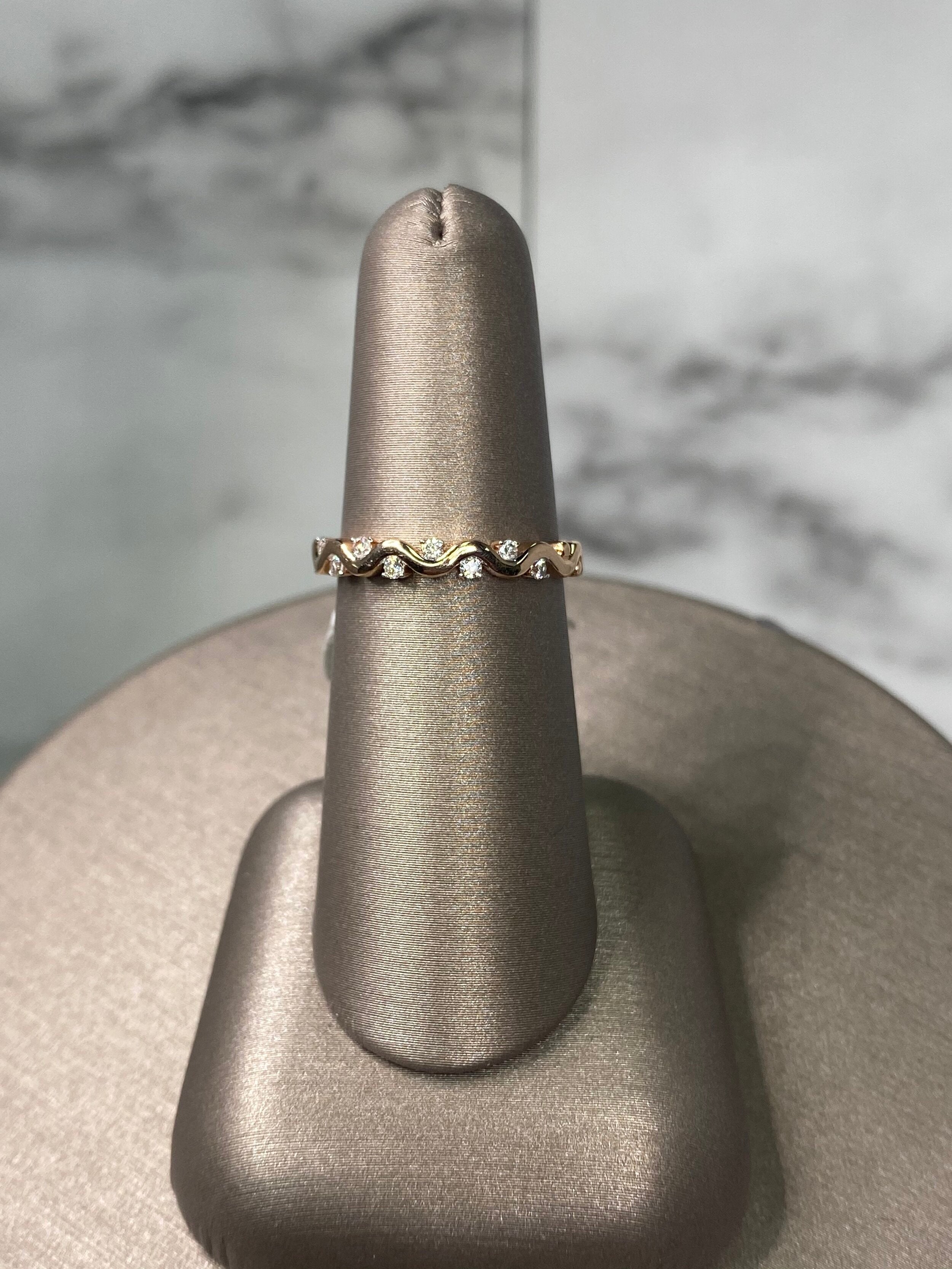 14K Rose Gold Wavy Ring with Diamonds - 14K Rose Gold | Greco Jewelers