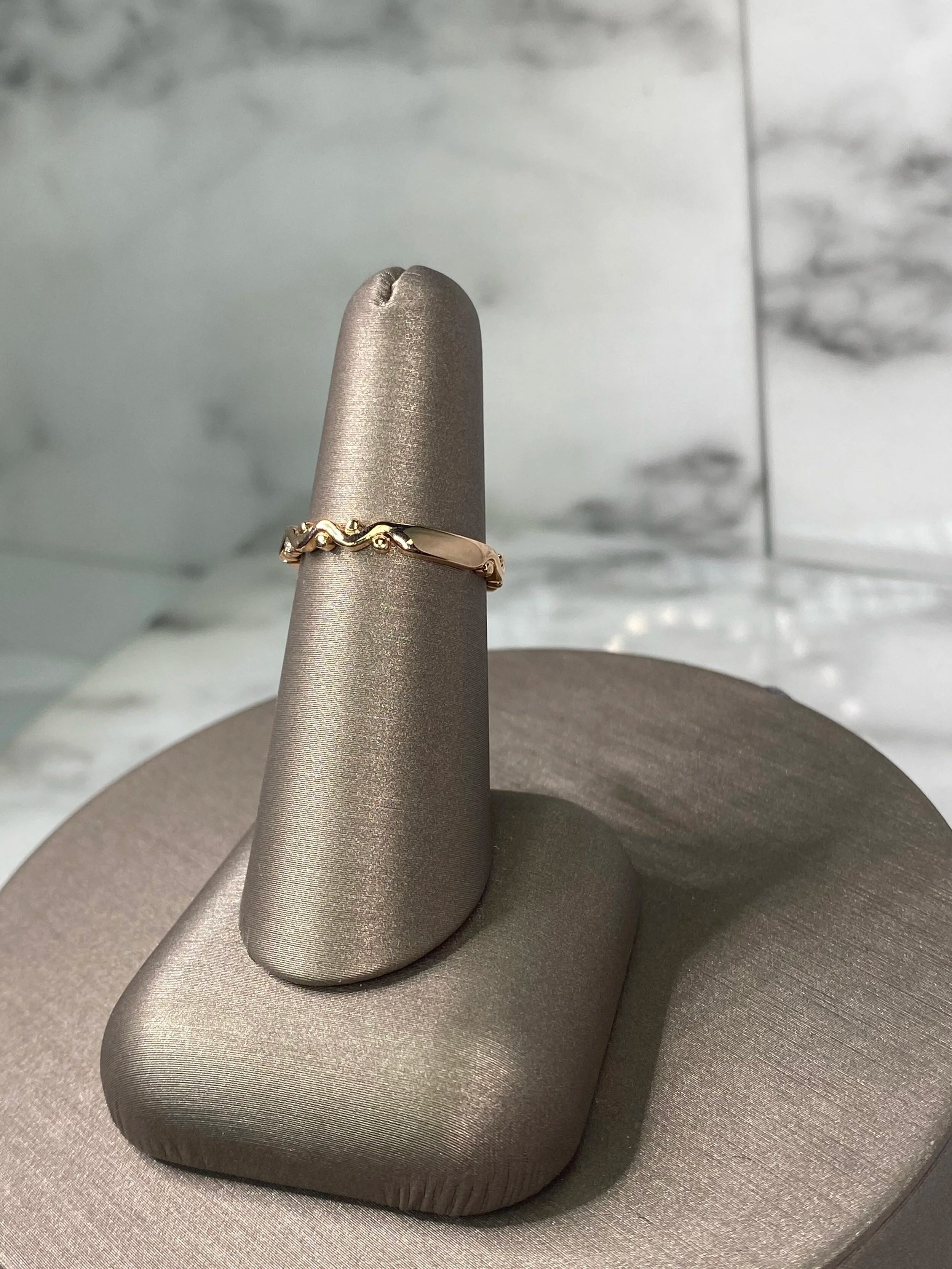 14K Rose Gold Wavy Ring with Diamonds - 14K Rose Gold | Greco Jewelers - detail view
