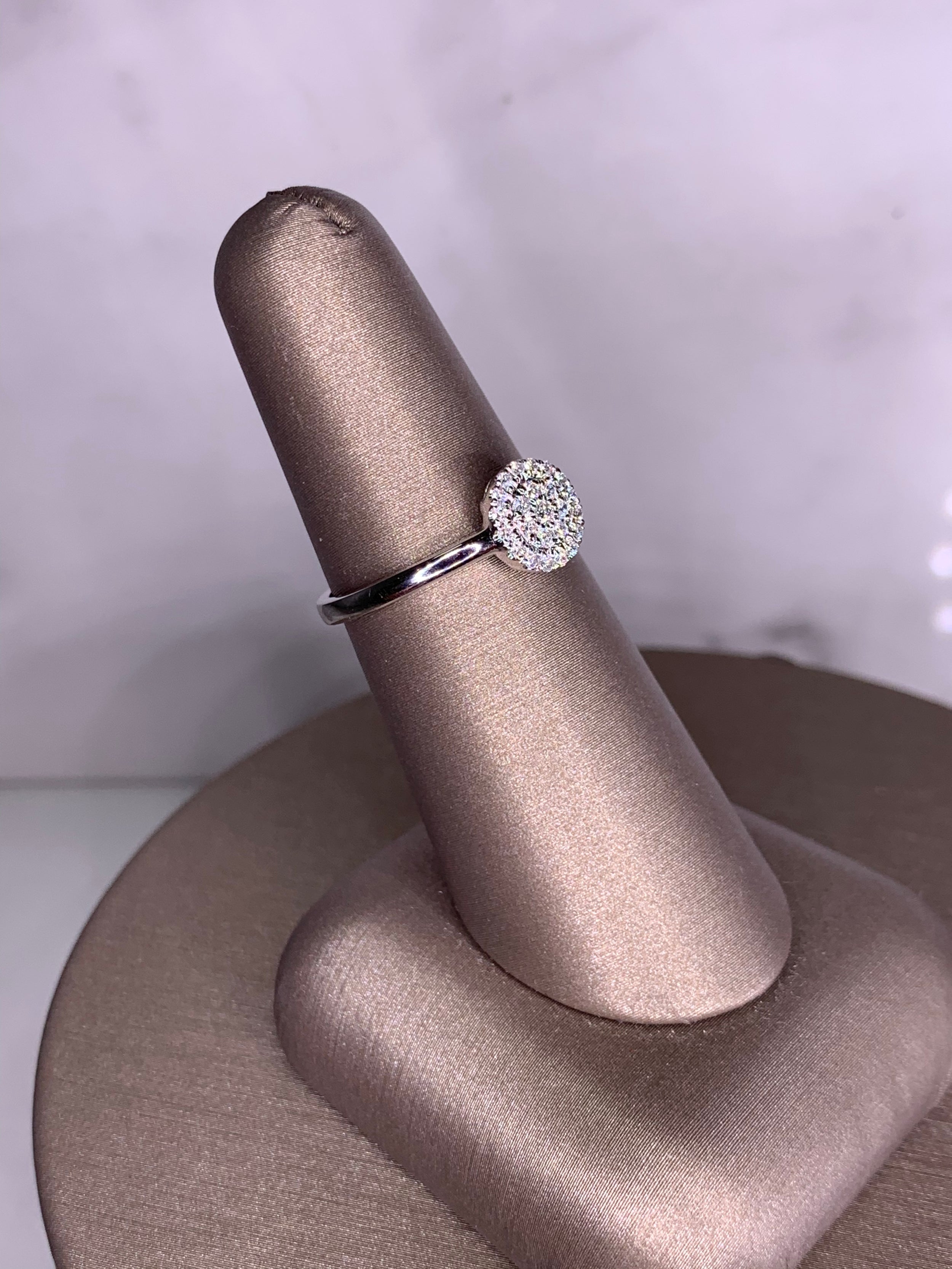 14K White Gold Diamond Cluster Ring - 14K White Gold | Greco Jewelers - detail view