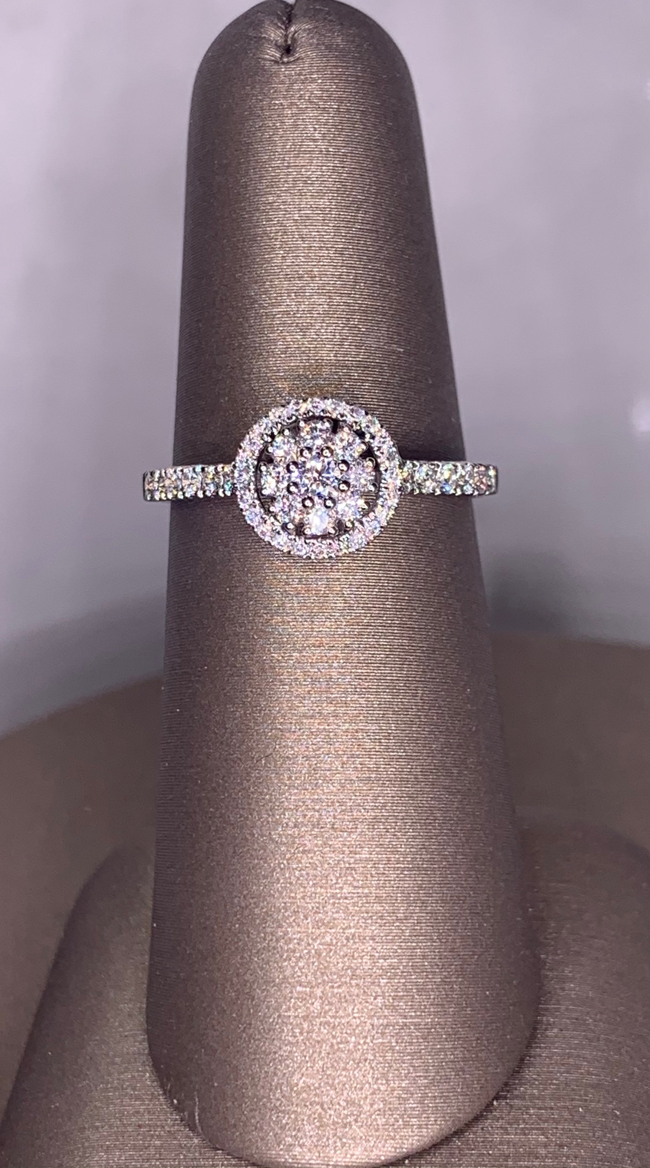 14K White Gold Diamond Halo Ring - 14K White Gold | Greco Jewelers