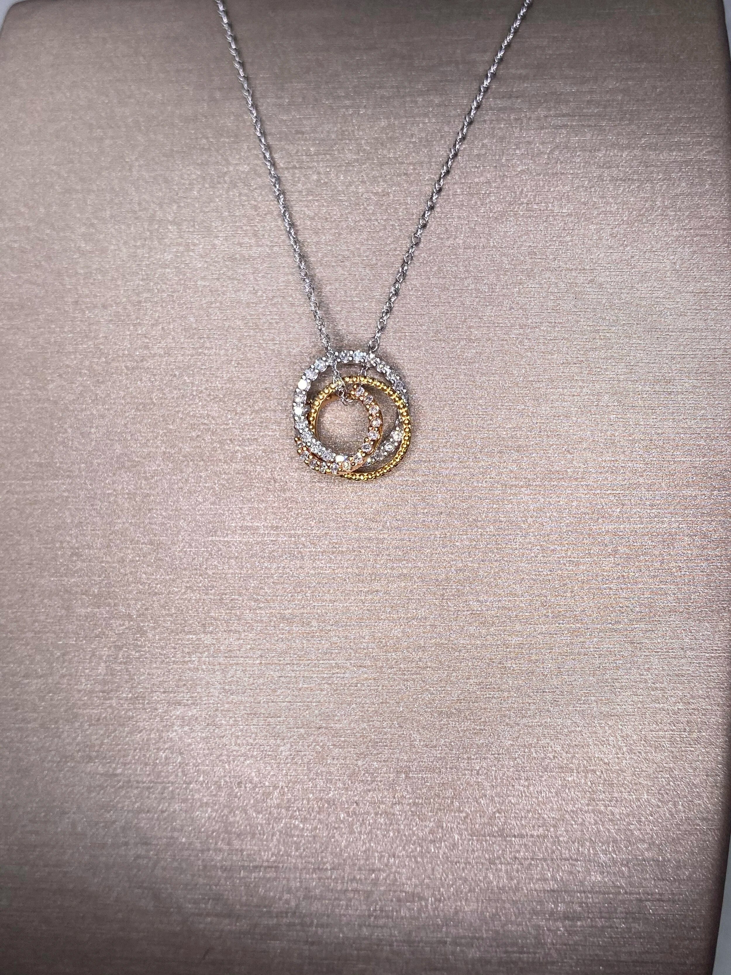 14K Tri-Toned White, Yellow, Rose Gold Necklace - 14K Tri-Tone Gold | Greco Jewelers