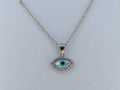 Sterling Silver Mother of Pearl Evil Eye Necklace