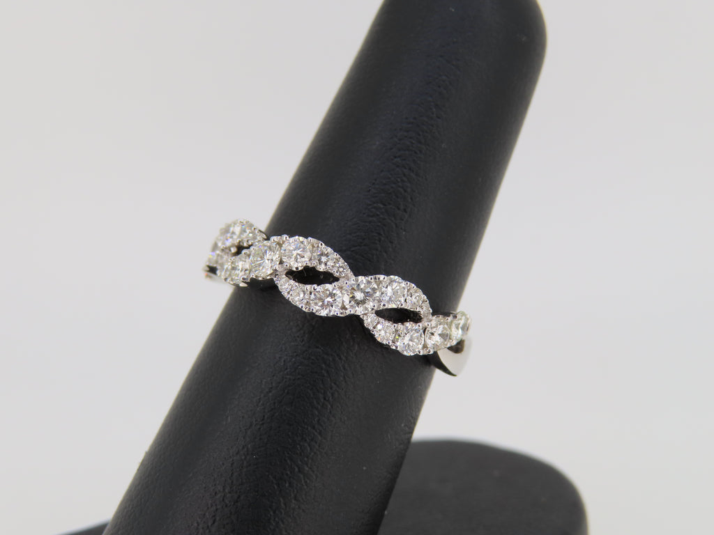 14K White Gold Diamond Braided Band