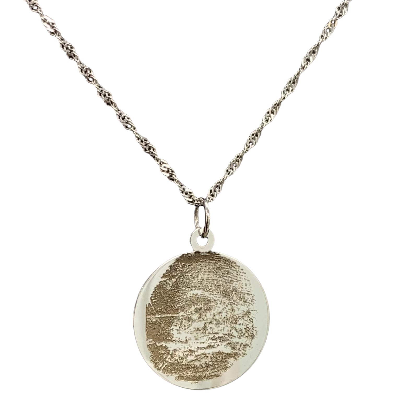 14K White Gold Fingerprint Necklace - 14K White Gold | Greco Jewelers