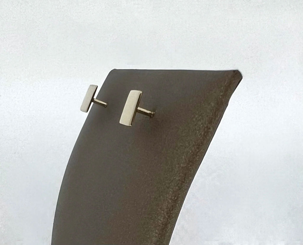 Yellow Gold Square Earrings | Greco Jewelers - alternate angle