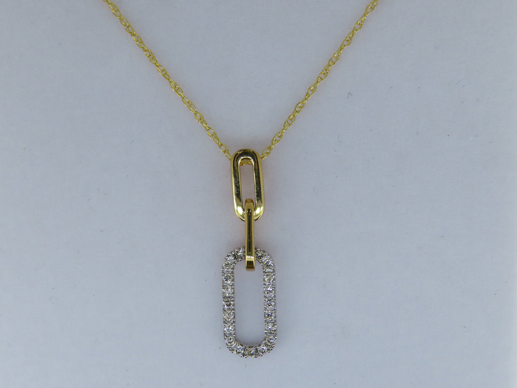 14K Gold Two-Toned Diamond Paper Clip Necklace and Earrings Set