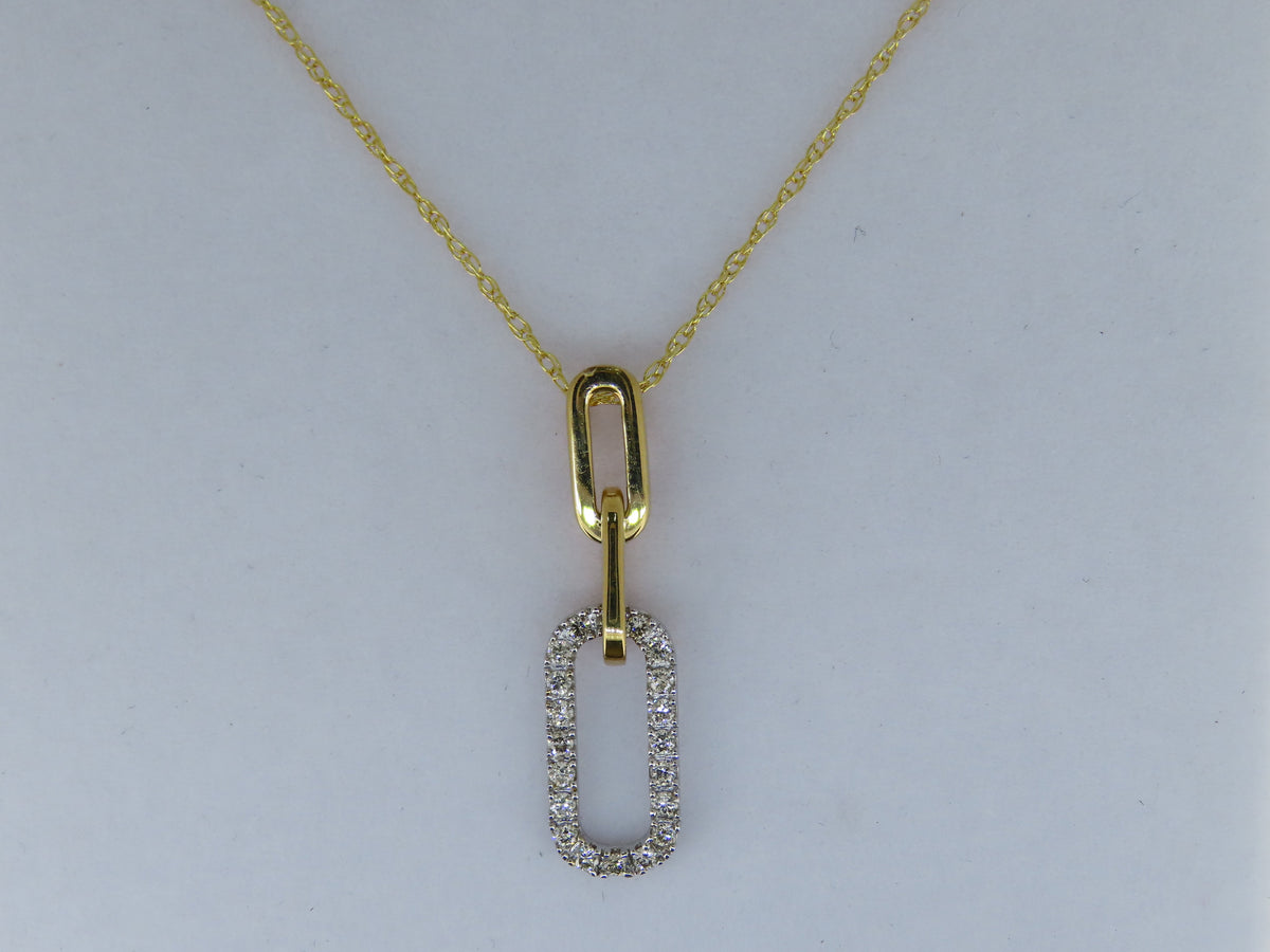 14K Gold Two-Toned Diamond Paper Clip Necklace and Earrings Set