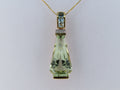 14K Gold Green Amethyst, Diamond and Blue Topaz Pendant