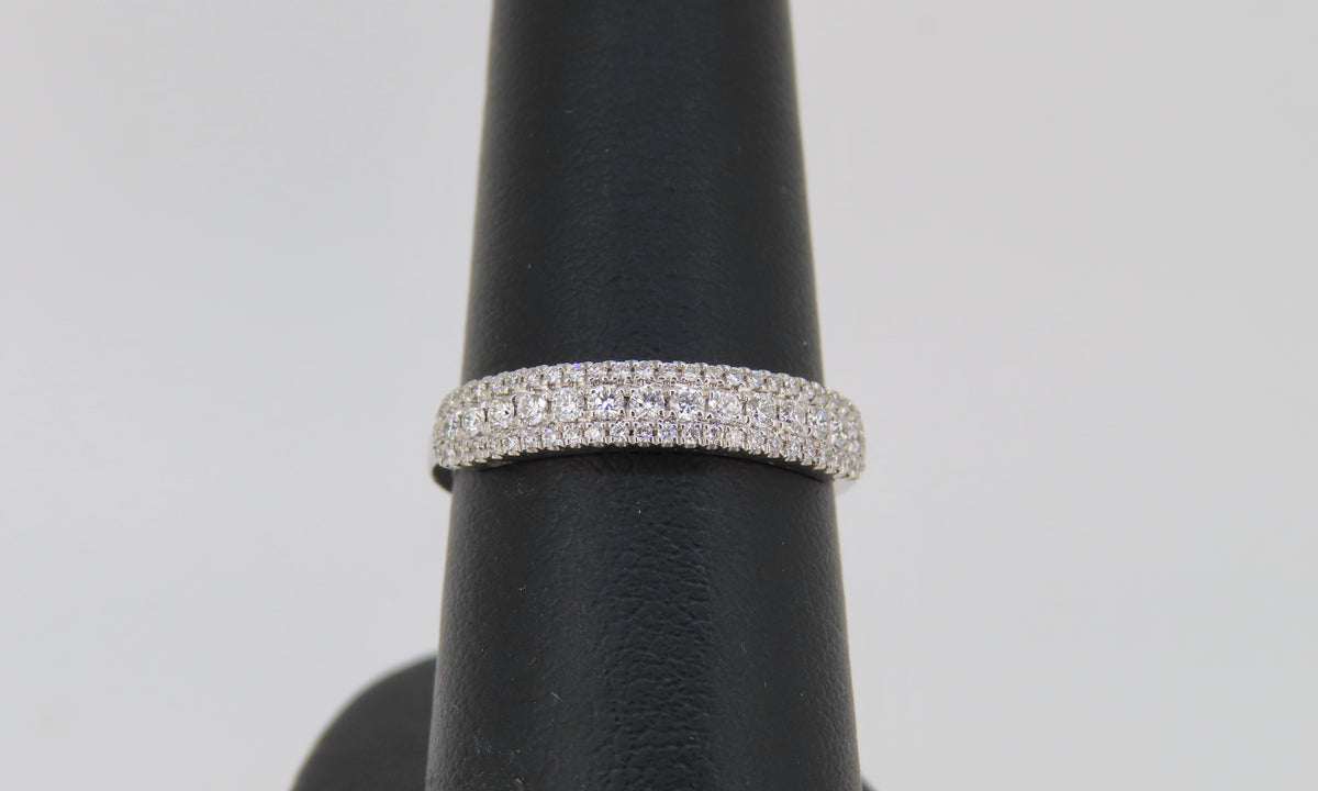 14K White Gold Diamond Multi Row Band