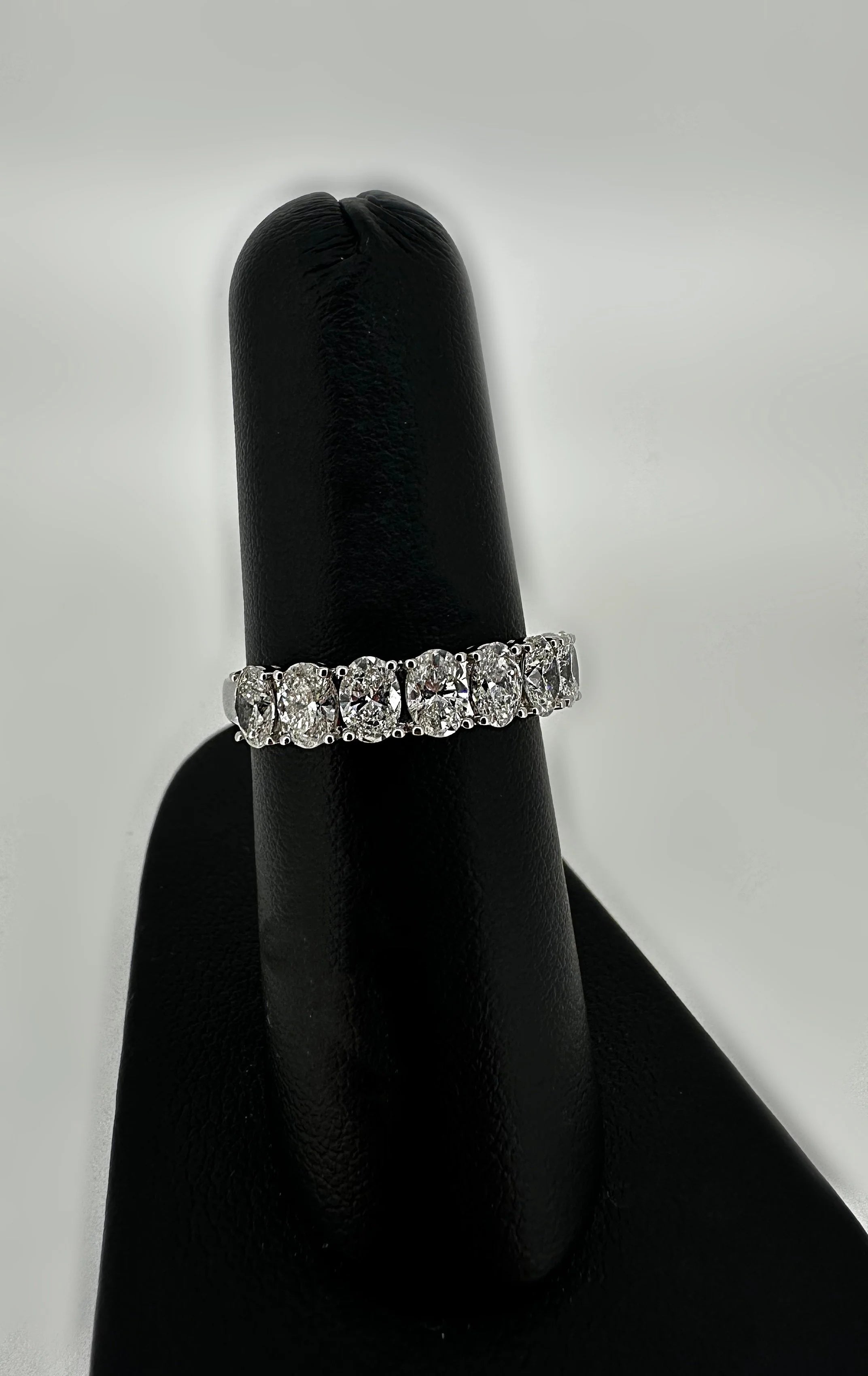 18K White Gold 7 Oval Diamond Ring - 18K White Gold | Greco Jewelers