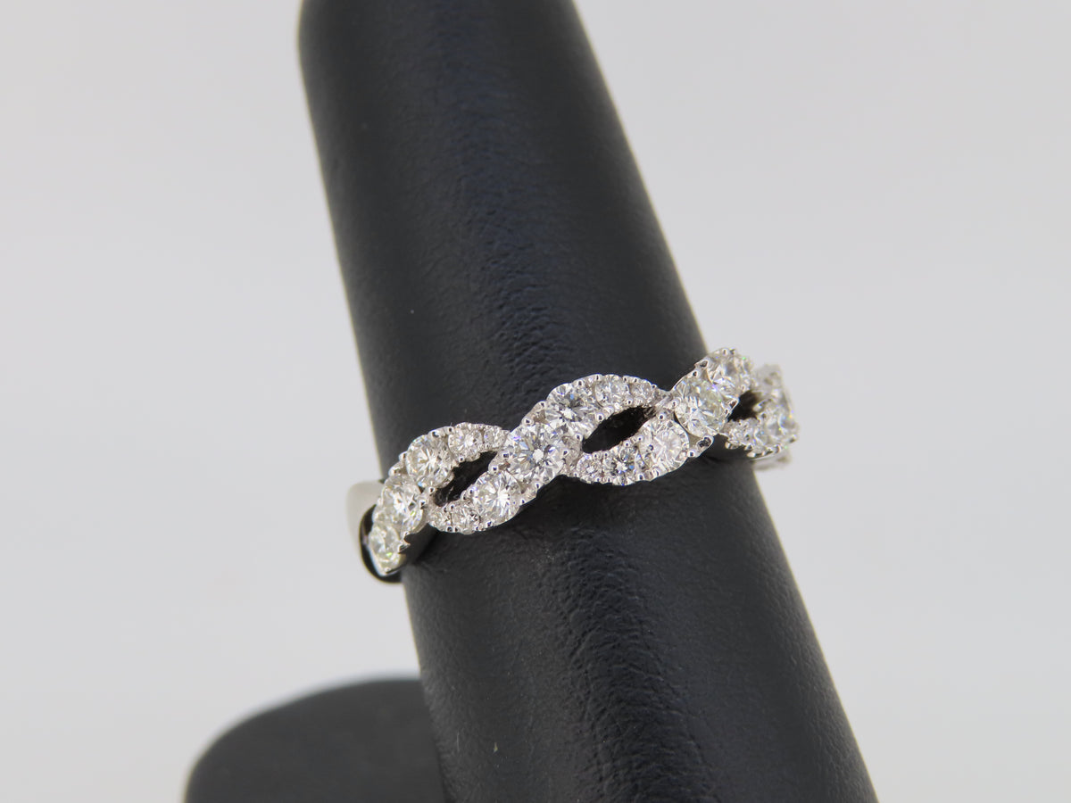 14K White Gold Diamond Braided Band