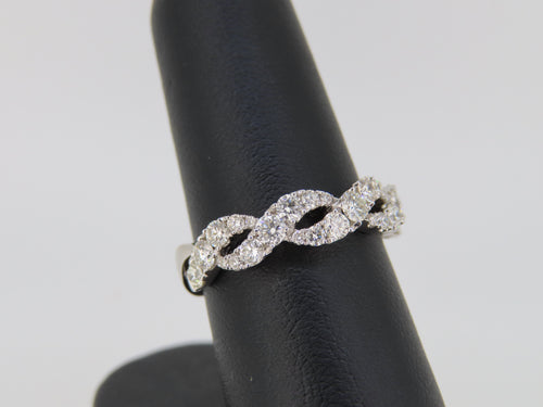 14K White Gold Diamond Braided Band