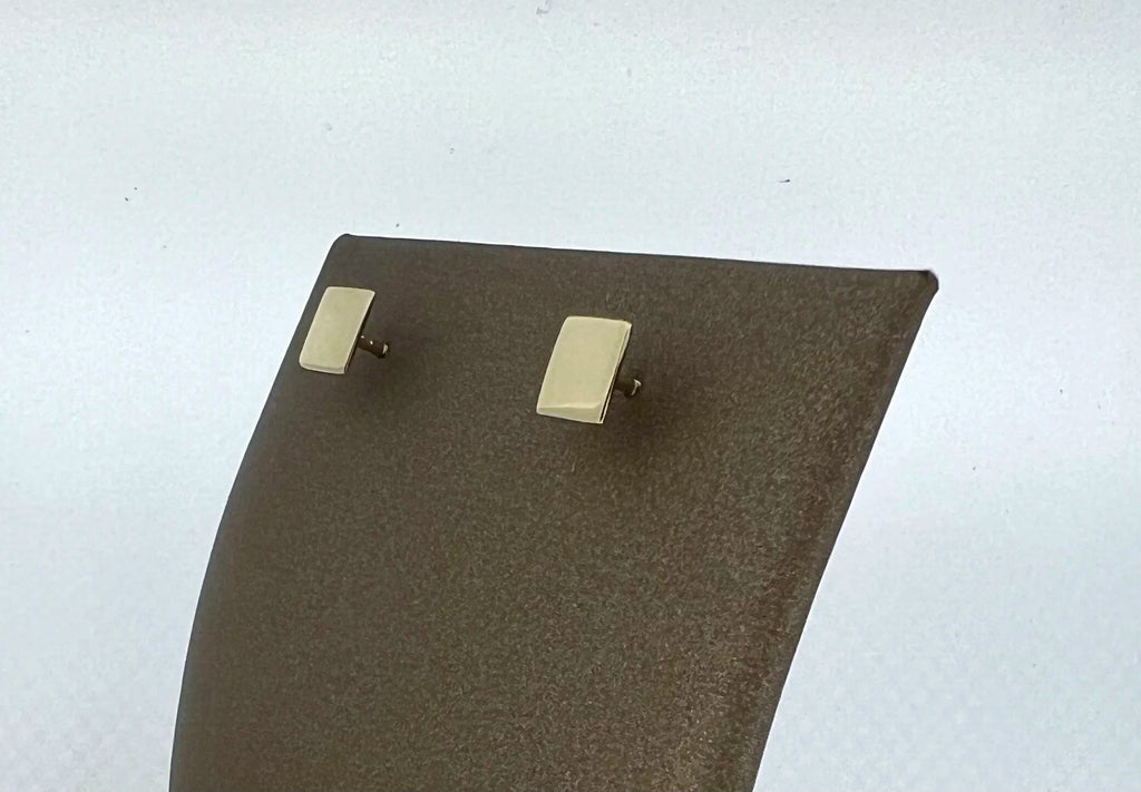 Yellow Gold Square Earrings | Greco Jewelers - detail view