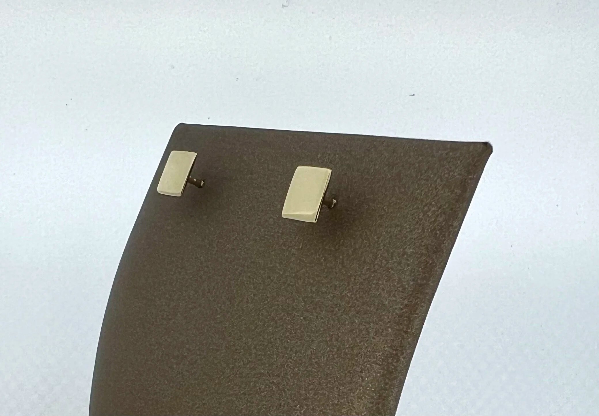 Yellow Gold Square Earrings | Greco Jewelers - detail view