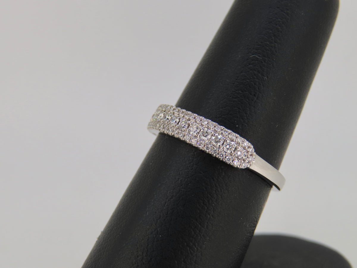 14K White Gold Diamond Multi Row Band