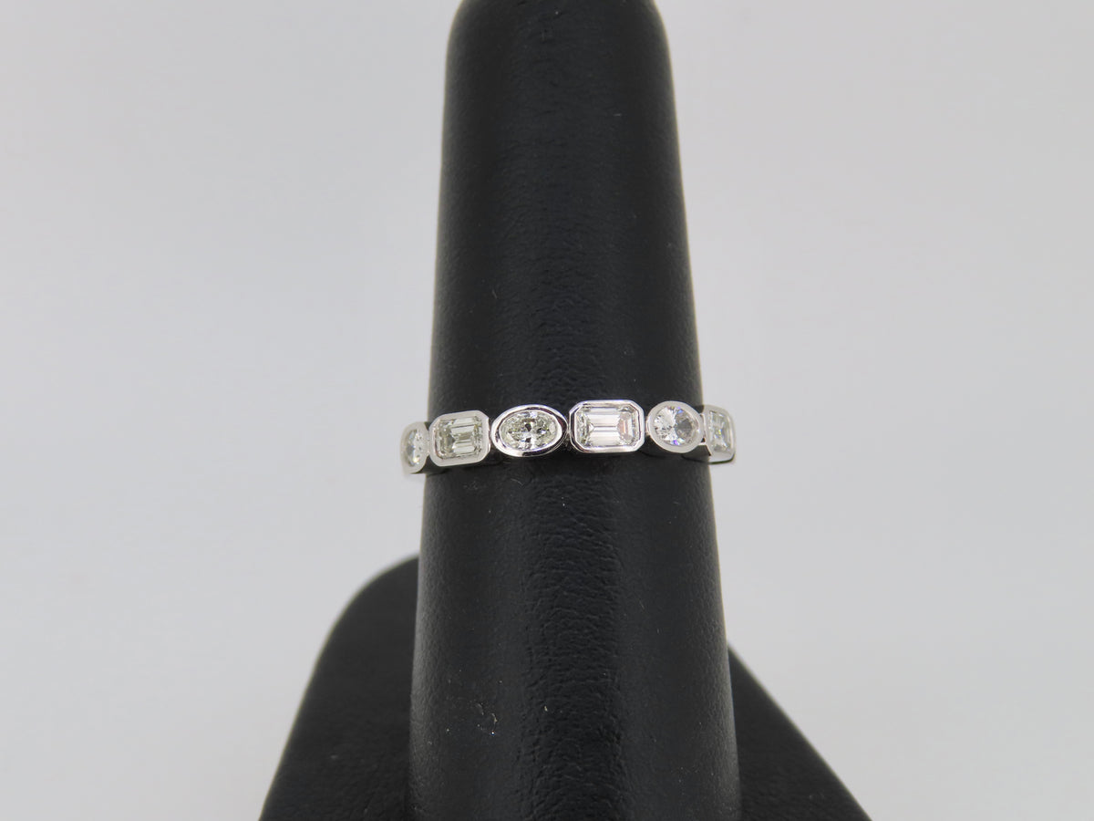 14K White Gold Mixed Cut Bezel Set Diamond Band