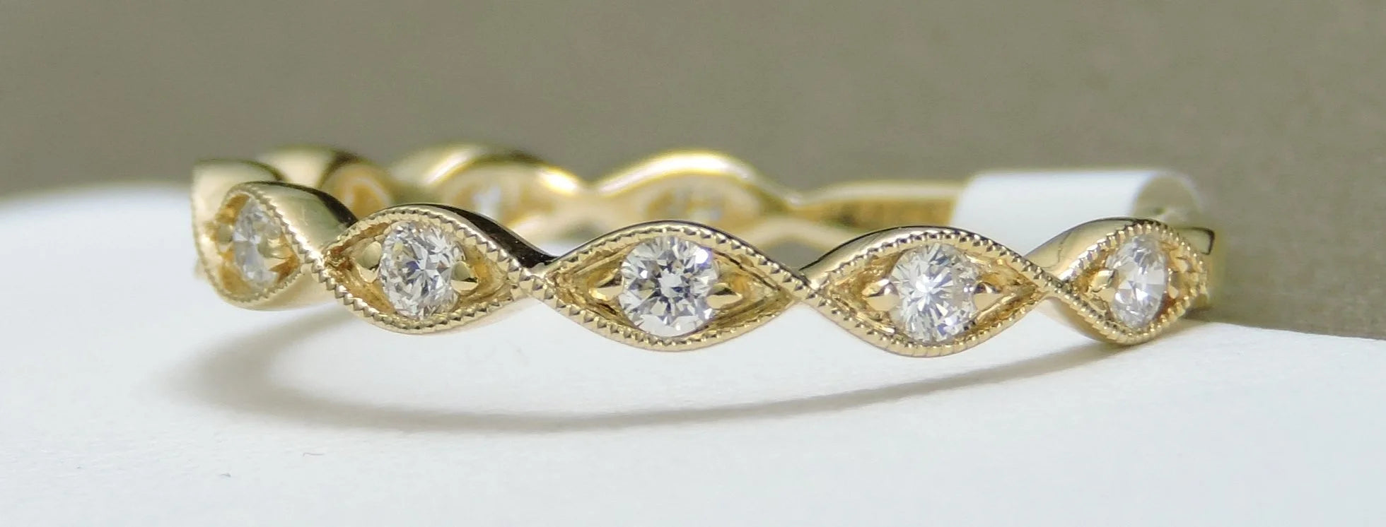 14K Yellow Gold Diamond Band - 14K Yellow Gold | Greco Jewelers - detail view