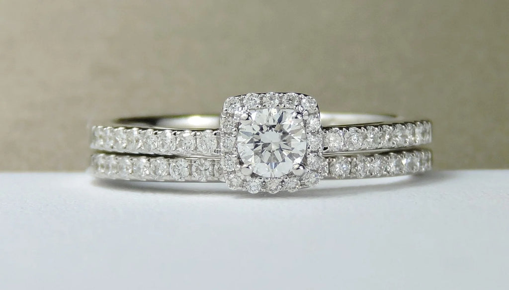 14K White Gold Diamond Ring and Band Set - 14K White Gold | Greco Jewelers - alternate angle