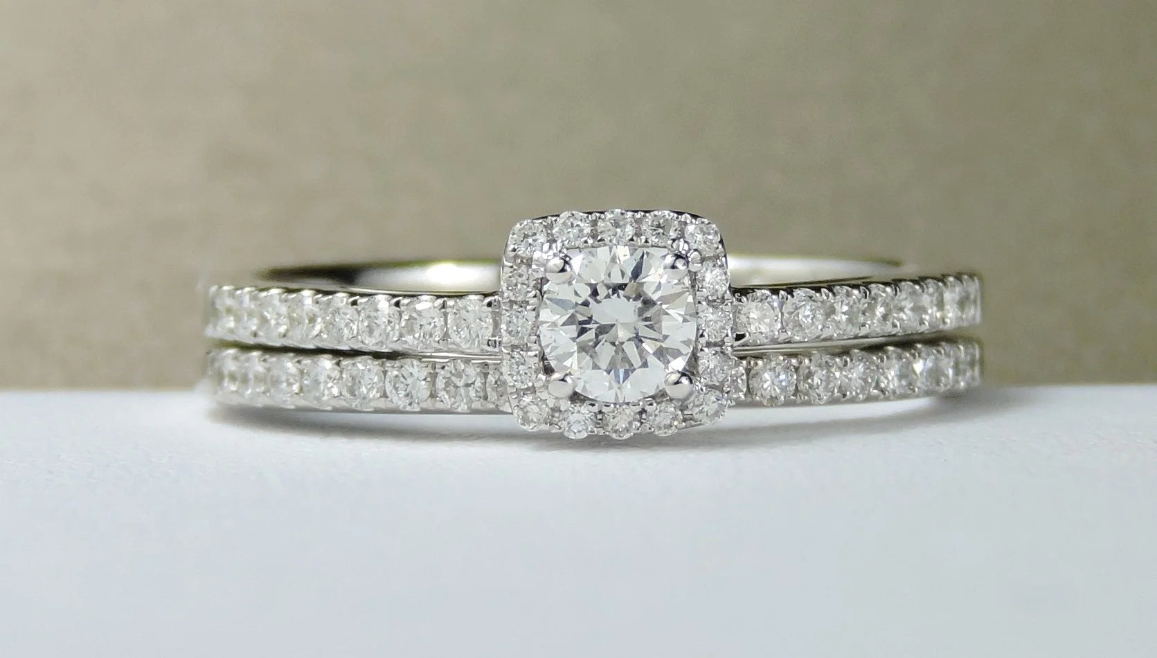 14K White Gold Diamond Ring and Band Set - 14K White Gold | Greco Jewelers - alternate angle