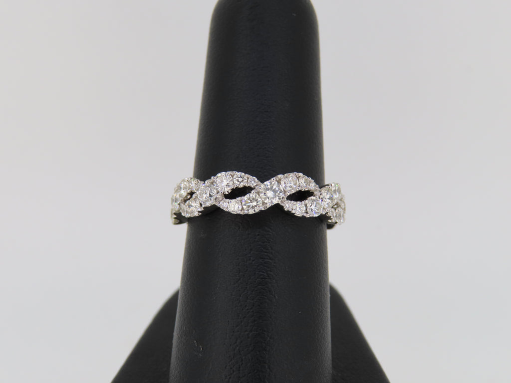 14K White Gold Diamond Braided Band