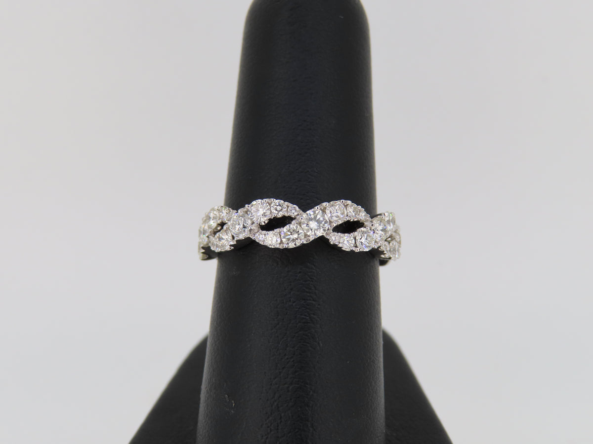 14K White Gold Diamond Braided Band