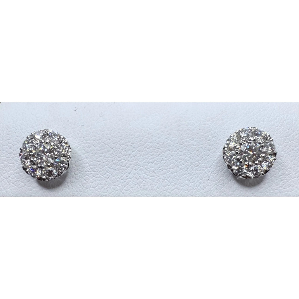14K White Gold Natural Diamond Cluster Earrings - 14K White Gold | Greco Jewelers - alternate angle