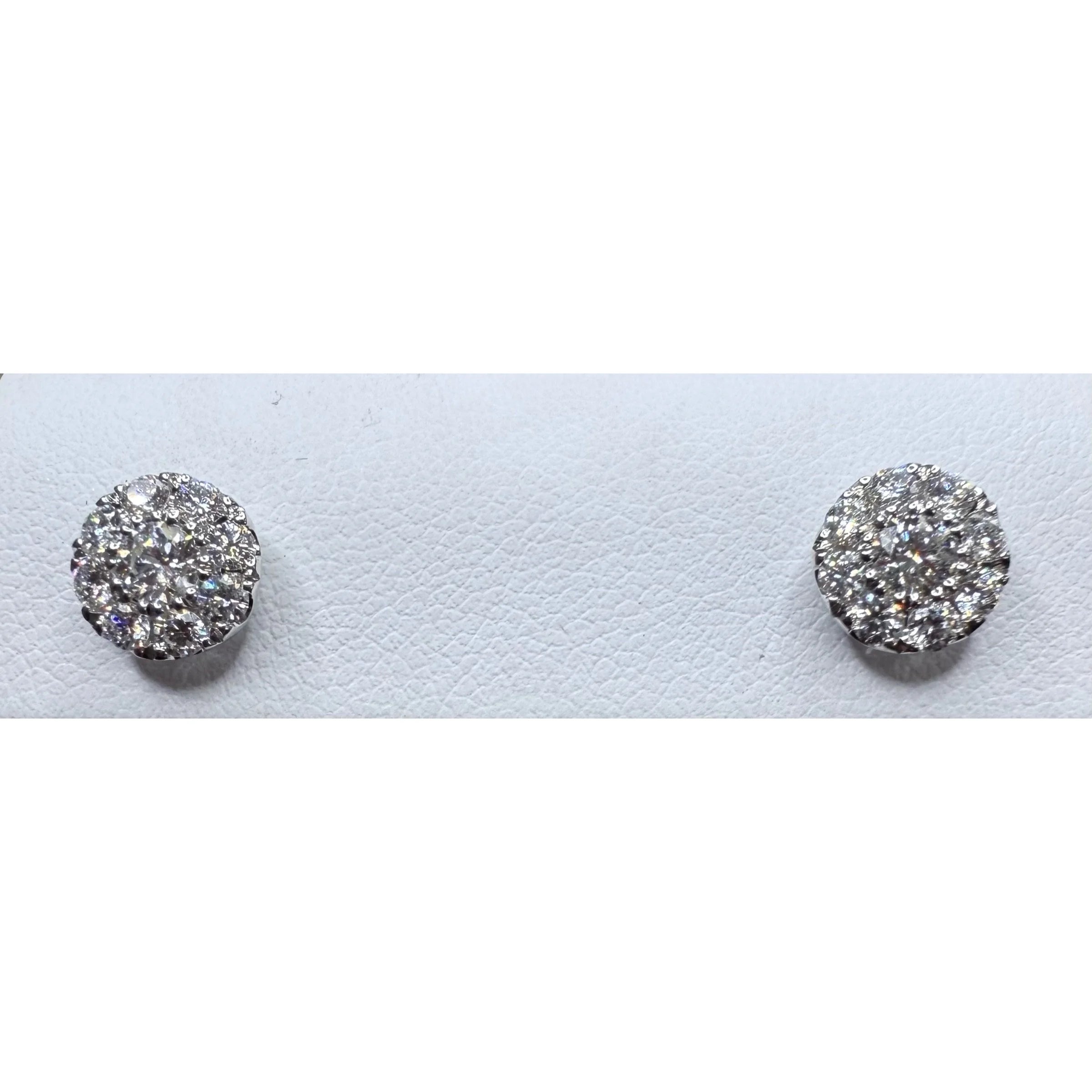 14K White Gold Natural Diamond Cluster Earrings - 14K White Gold | Greco Jewelers - alternate angle