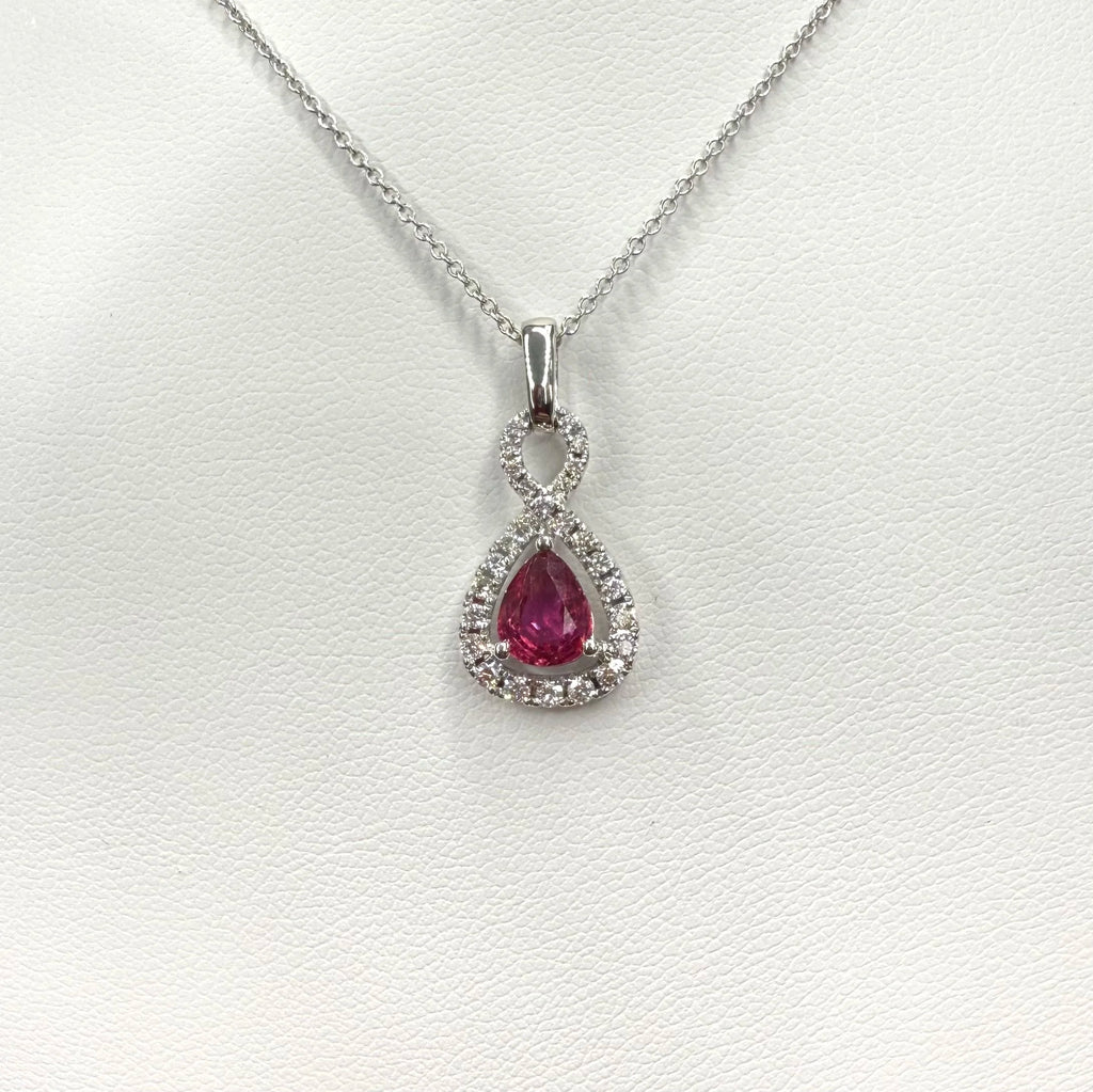 14K White Gold Ruby and Diamond Necklace - 14K White Gold | Greco Jewelers - detail view