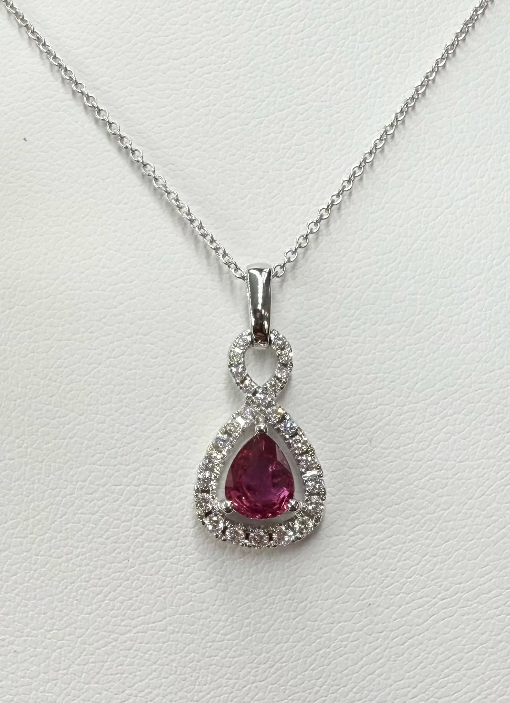 14K White Gold Ruby and Diamond Necklace - 14K White Gold | Greco Jewelers - alternate angle