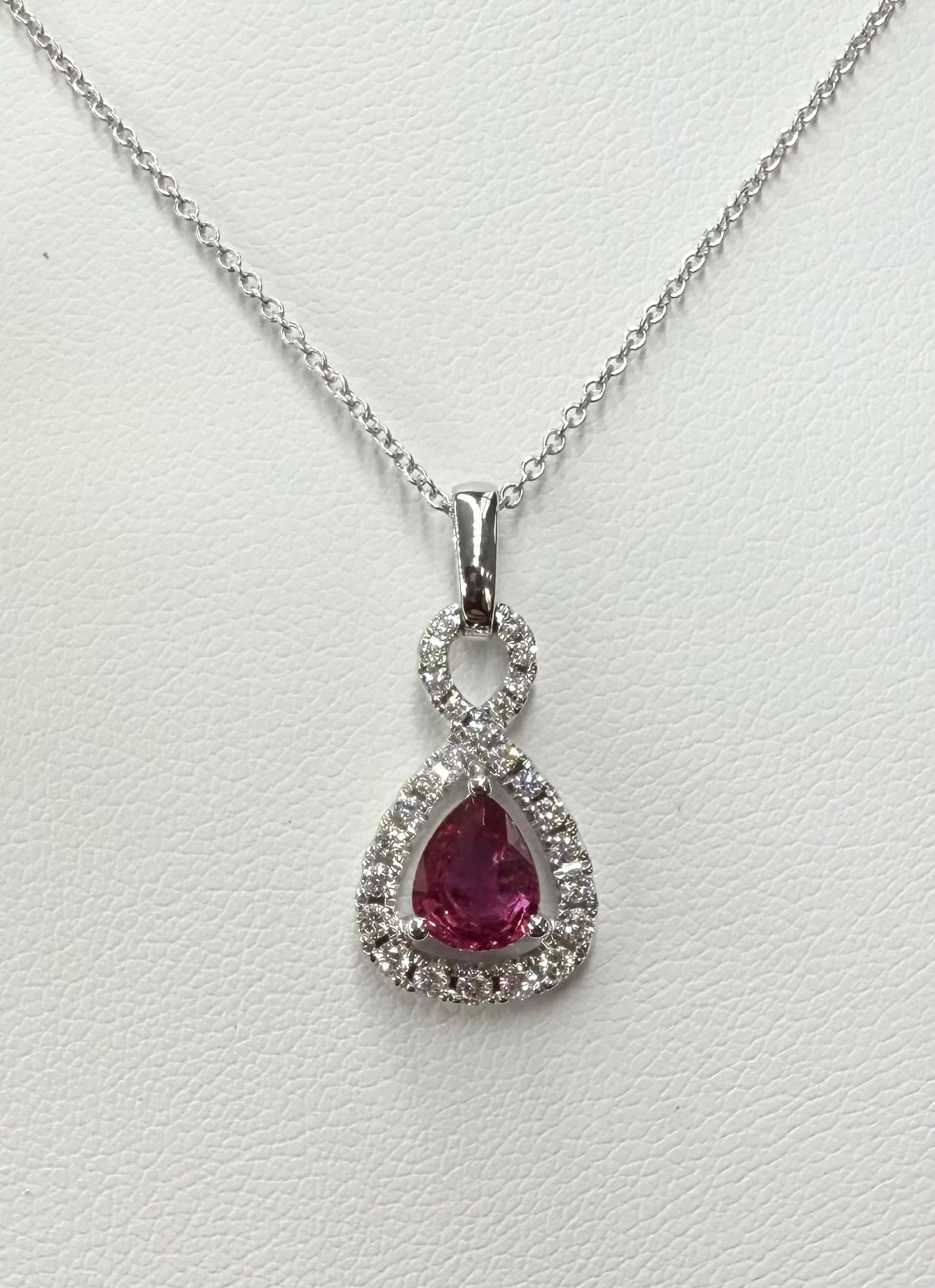 14K White Gold Ruby and Diamond Necklace - 14K White Gold | Greco Jewelers - alternate angle