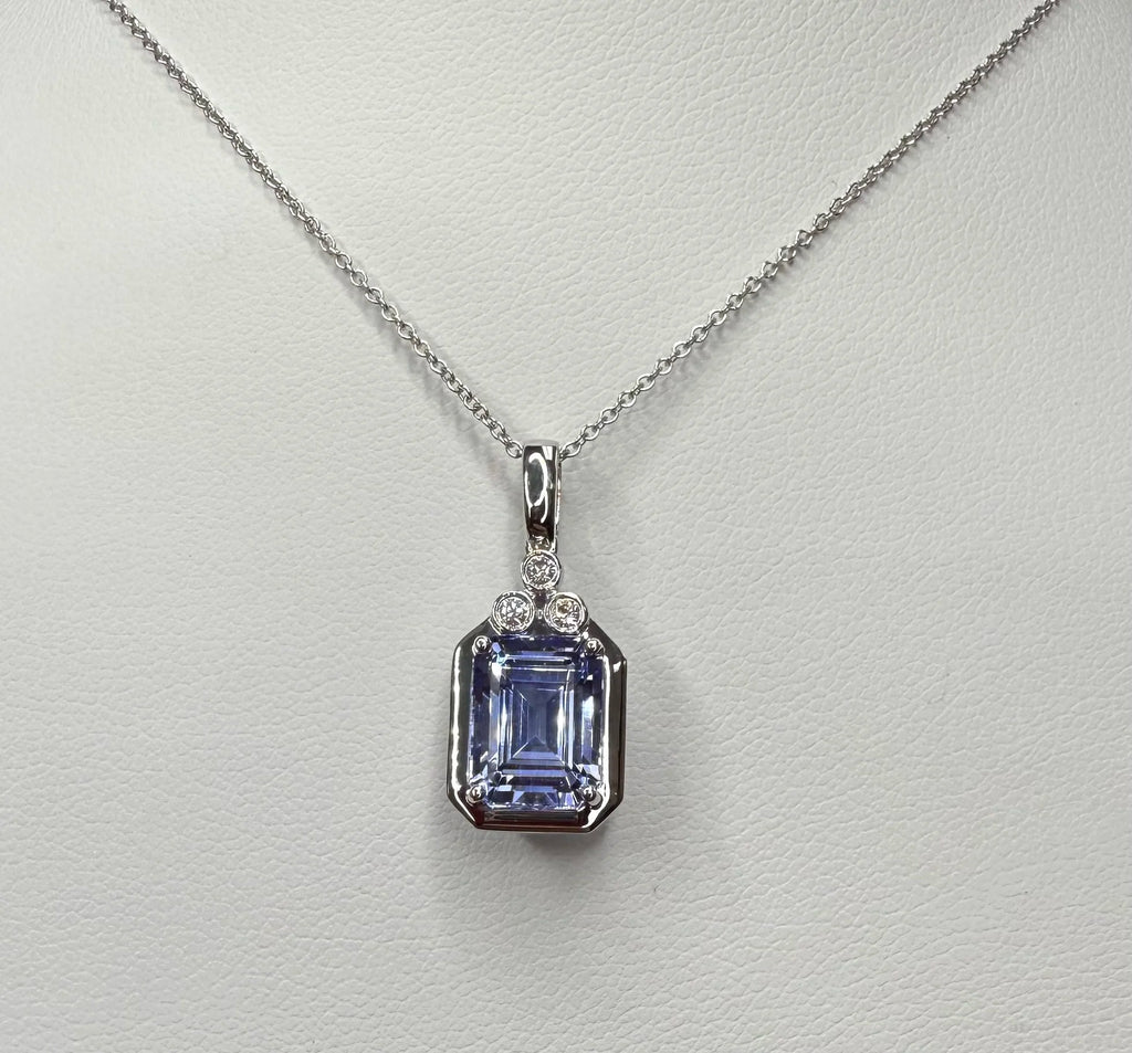 14K White Gold Tanzanite and Diamonds Necklace - 14K White Gold | Greco Jewelers