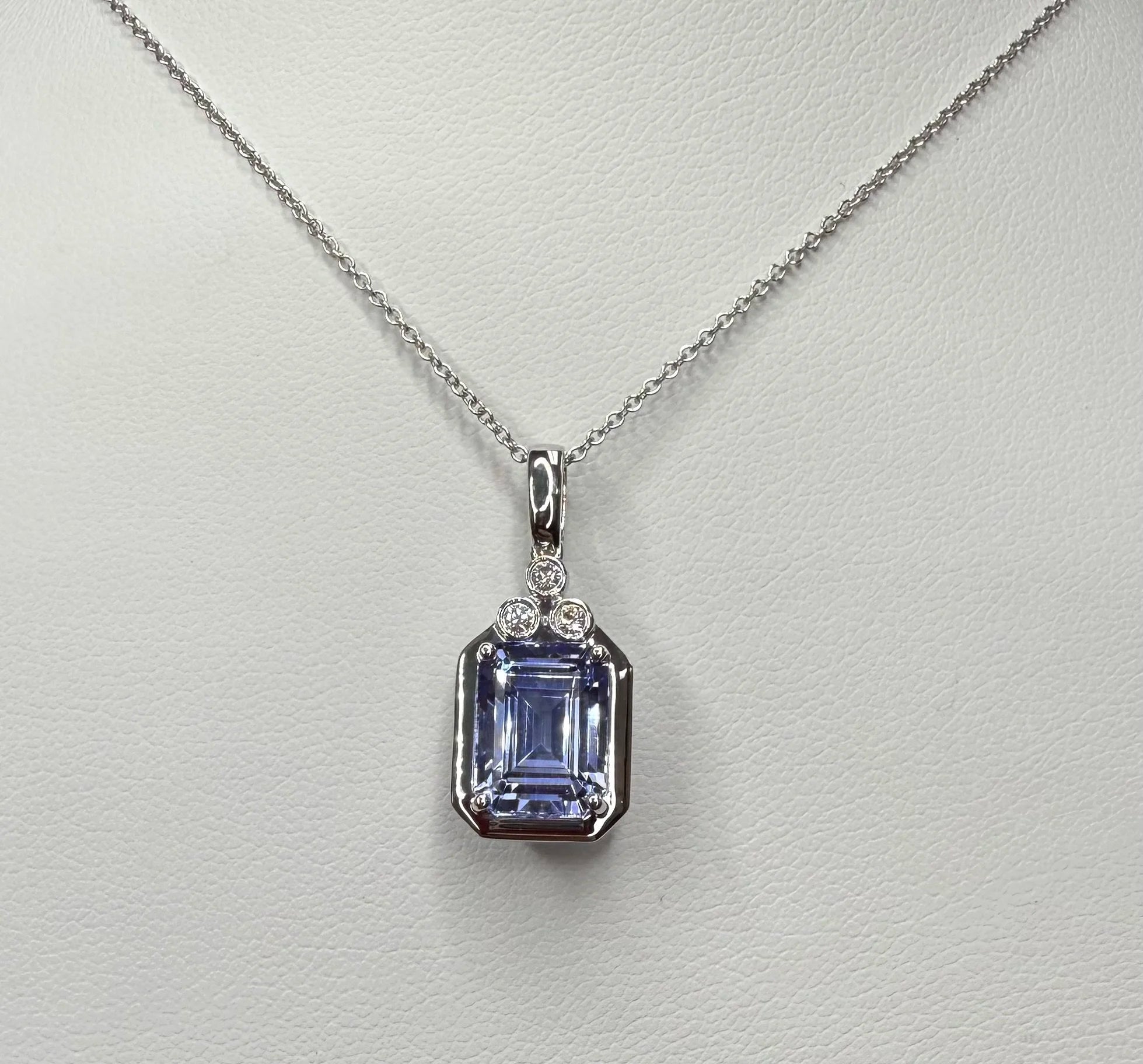 14K White Gold Tanzanite and Diamonds Necklace - 14K White Gold | Greco Jewelers