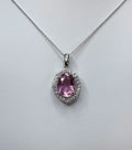 14K White Gold Pink Tourmaline and Diamonds Necklace - 14K White Gold | Greco Jewelers