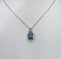 14K White Gold Blue Topaz and Diamond Necklace - 14K White Gold | Greco Jewelers