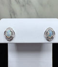 14K White Gold Opal and Diamond Earrings - 14K White Gold | Greco Jewelers