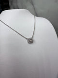 18K White Gold Diamond Halo Necklace - 18K White Gold | Greco Jewelers