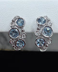 14K White Gold Aquamarine and Diamond Earrings - 14K White Gold | Greco Jewelers - detail view
