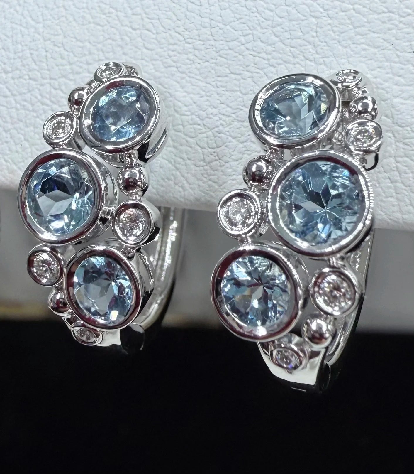 14K White Gold Aquamarine and Diamond Earrings - 14K White Gold | Greco Jewelers