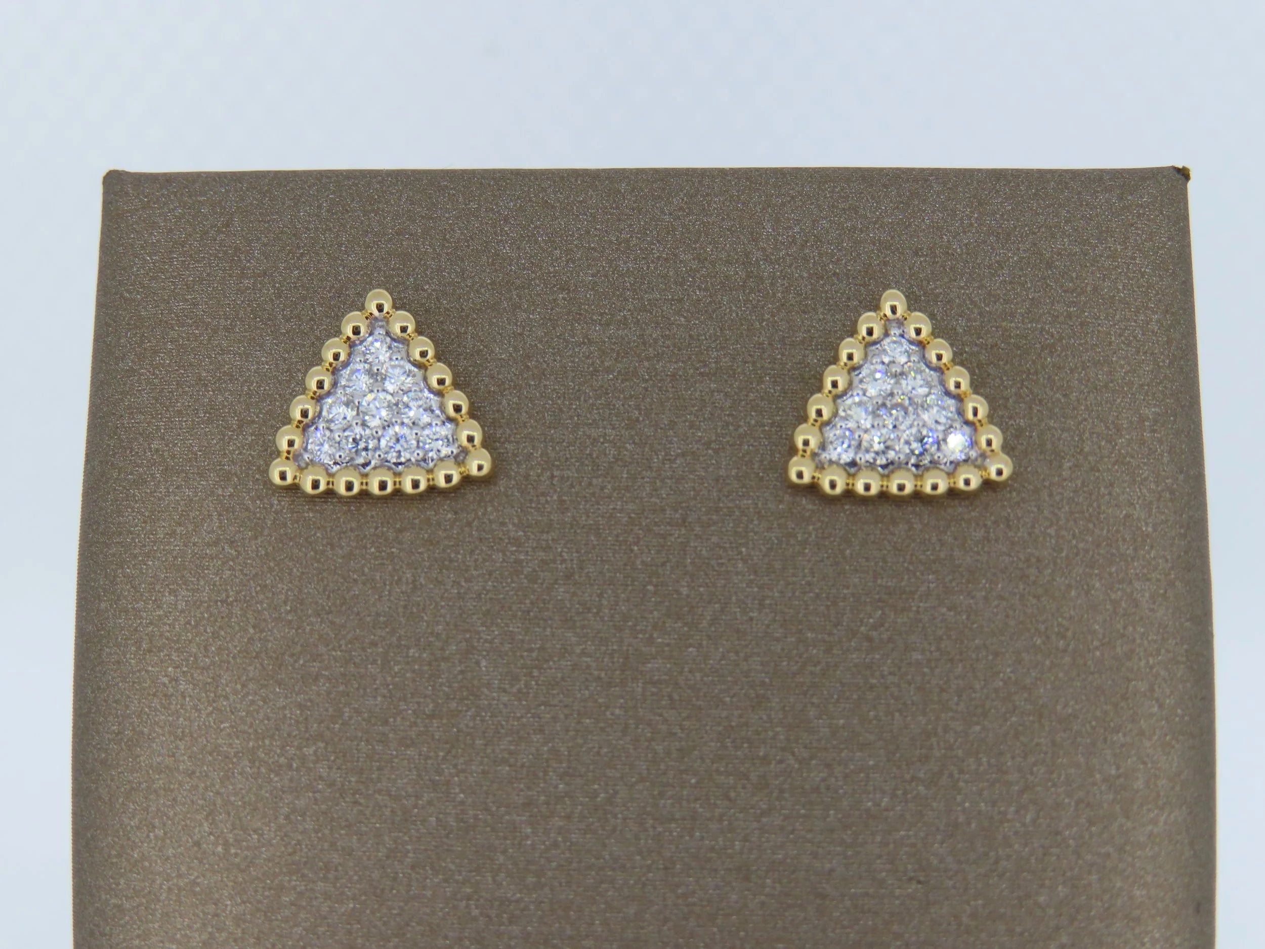 Triangle cluster earrings | Greco Jewelers - alternate angle