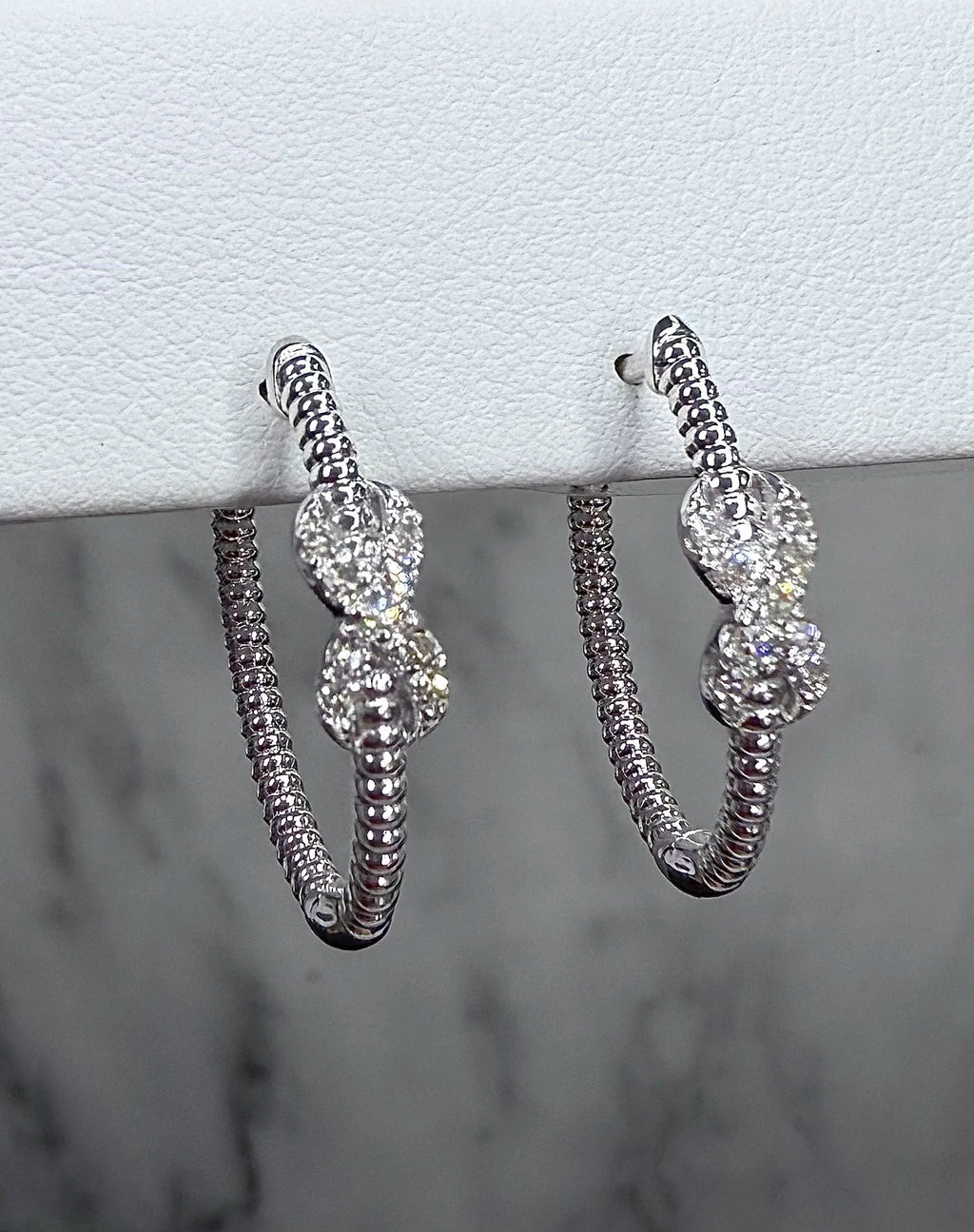 Sterling Silver Diamond Hoop Earrings - Sterling Silver | Greco Jewelers