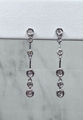 Sterling Silver Bezel Set Diamond Dangle Earrings - Sterling Silver | Greco Jewelers