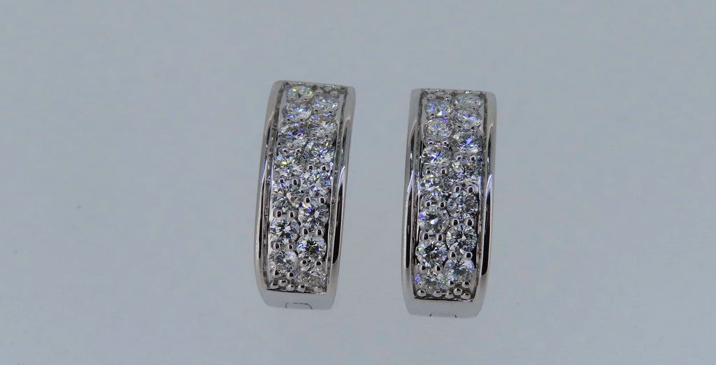 14K White Gold Diamond Hoop Earrings - 14K White Gold | Greco Jewelers - detail view