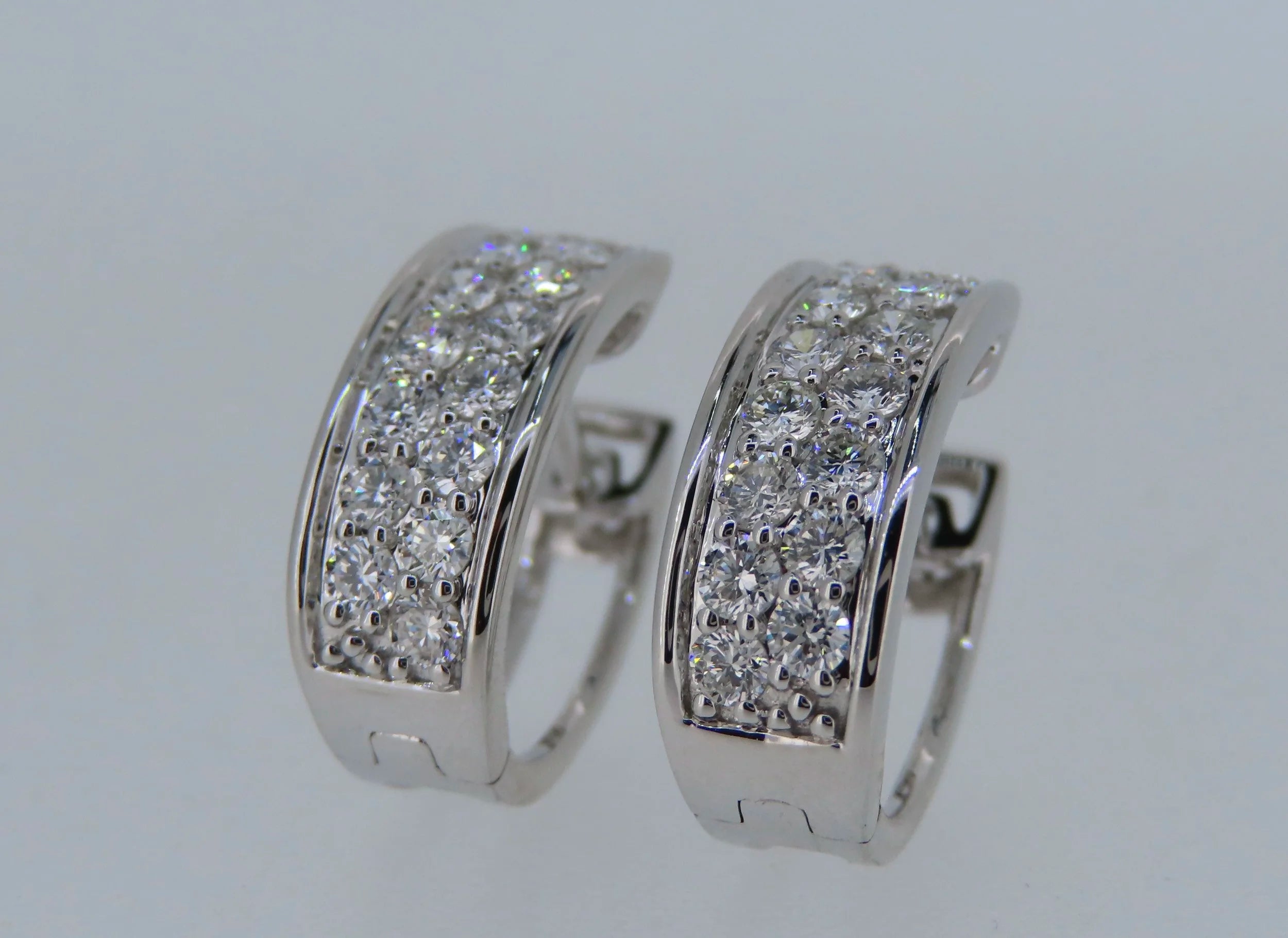 14K White Gold Diamond Hoop Earrings - 14K White Gold | Greco Jewelers