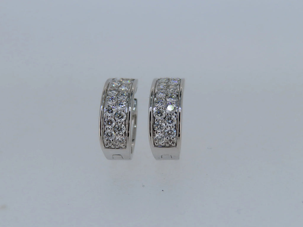 Oval diamond cluster hoops - hoop earrings | Greco Jewelers - close-up
