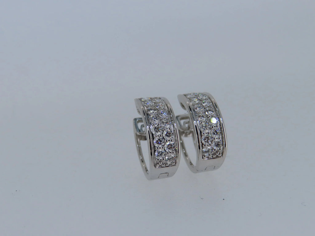 14K White Gold Diamond Hoop Earrings - 14K White Gold | Greco Jewelers - alternate angle