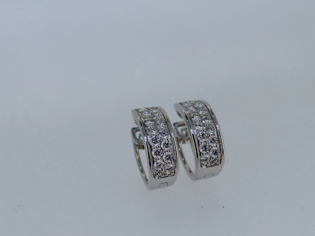 Oval diamond cluster hoops - hoop earrings | Greco Jewelers - view 6