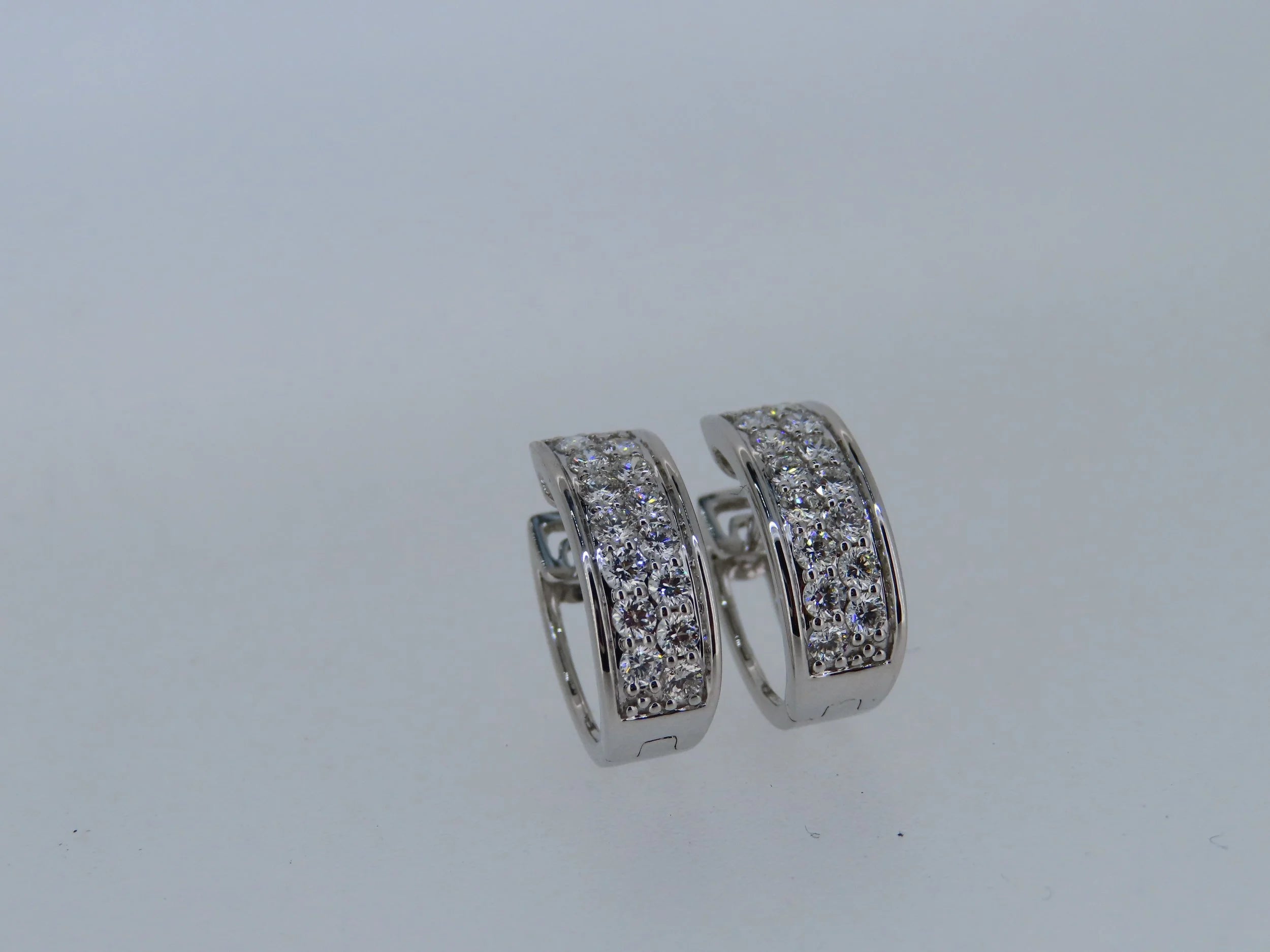 Oval diamond cluster hoops - hoop earrings | Greco Jewelers - view 6