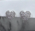 14K White Gold Diamond Cluster Heart Earrings - 14K White Gold | Greco Jewelers - detail view